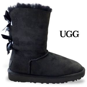 UGG Bailey Bow II Black Suede Boots